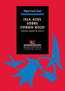Isla azul sobre fondo rojo