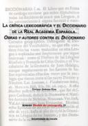 La crtica lexicogrfica y el Diccionario de la Real Academia Espaola